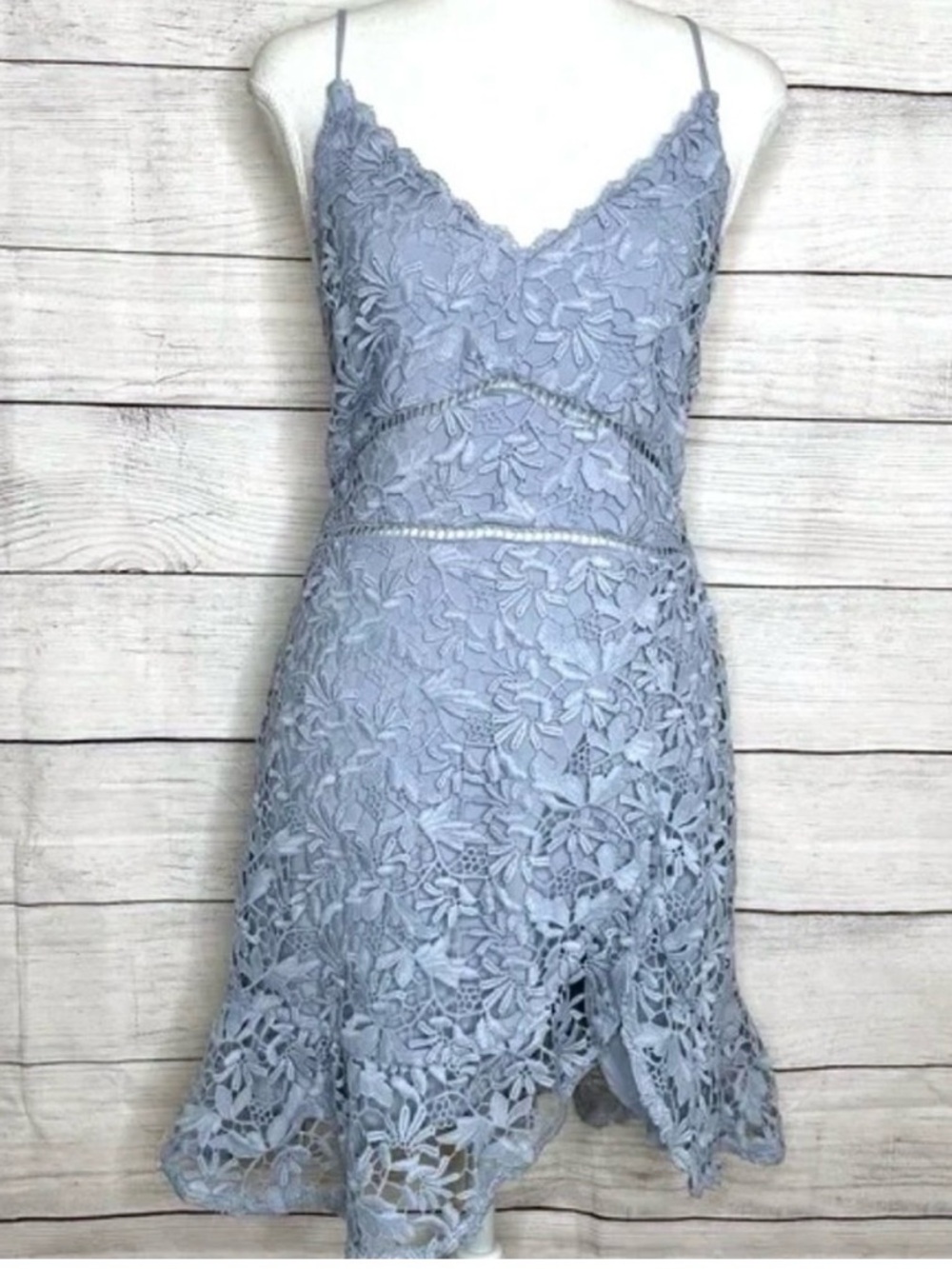 Abercrombie & Fitch Light Blue Open Floral Crochet Dress M